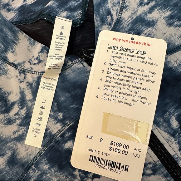 NWT Lululemon Light Speed ultralight vest blue/light gray size 8 - Picture 3 of 15